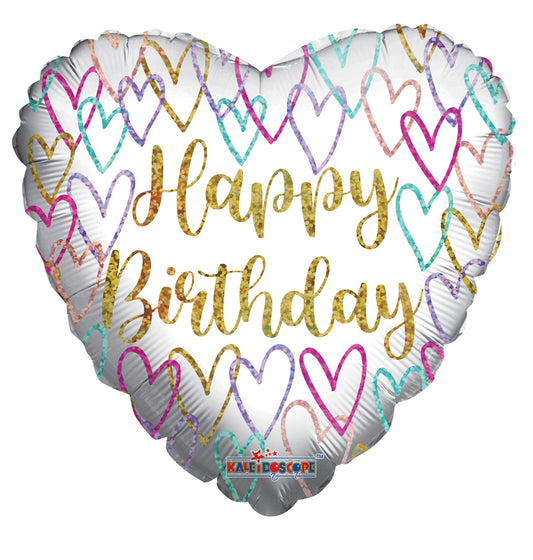 18" Birthday Hearts Holographic